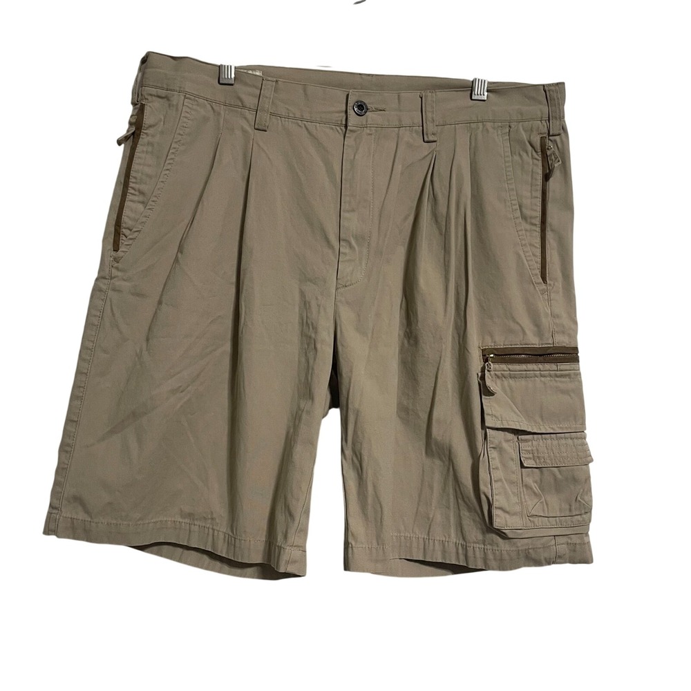 Orvis Cargo Shorts Mens 38 Khaki Tan‎ Pleated Multi Pocket Zipper Utility Hiking